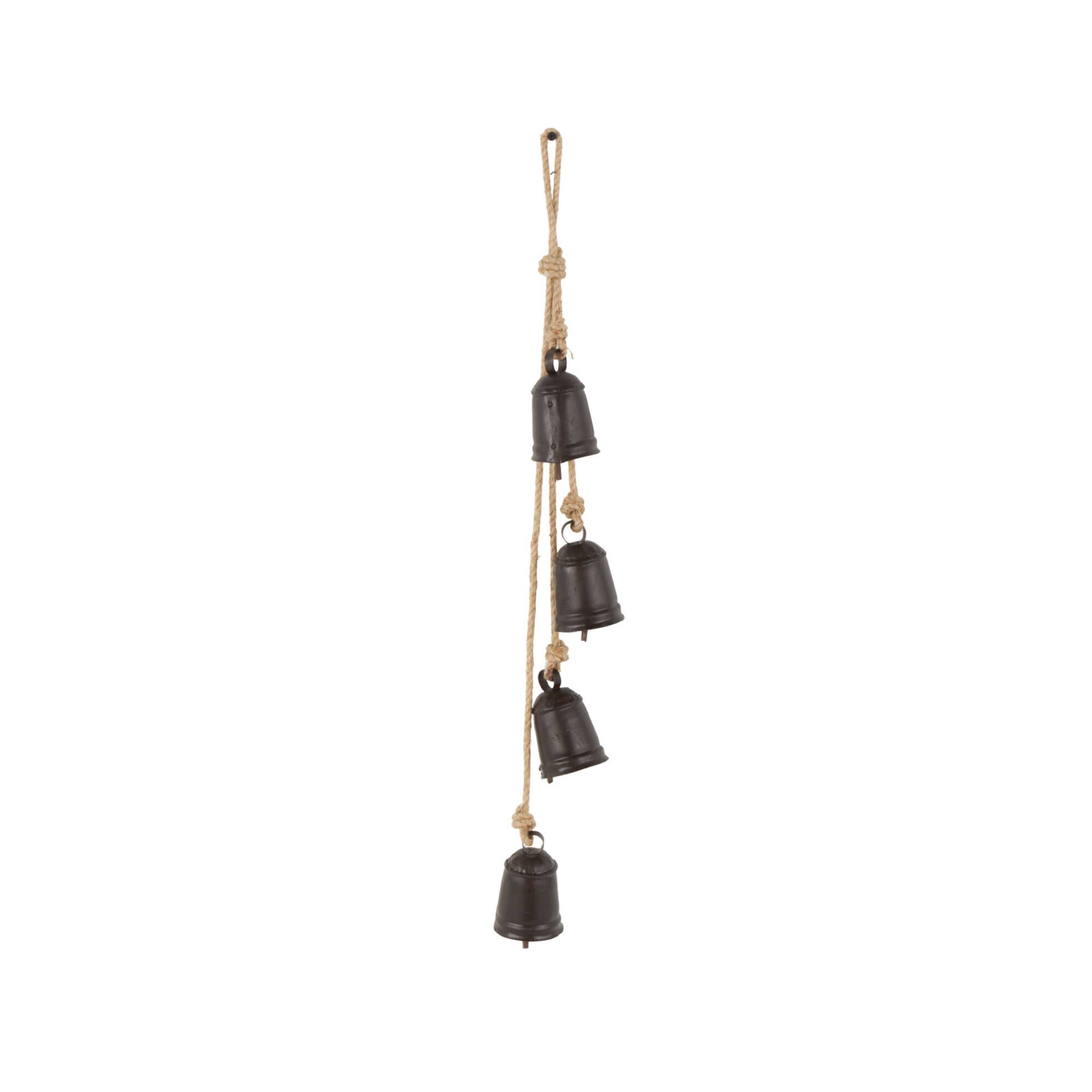 29" Metal Handmade Decorative Cow Bell with Jute Hanging Rope